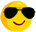An emoji of a smiling face wearing aviator sunglasses